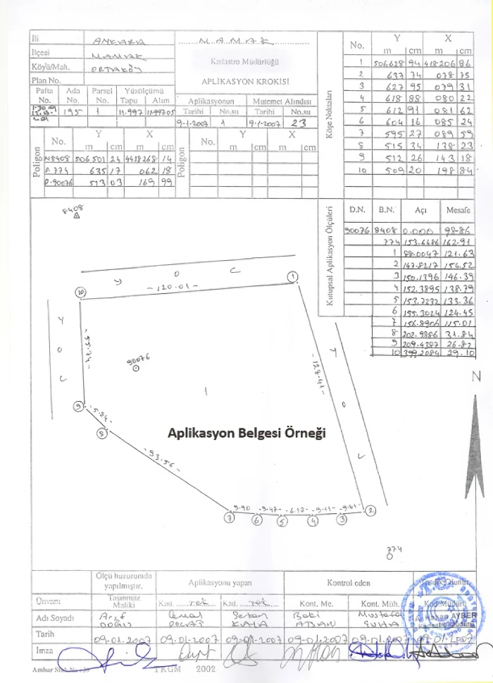 Aplikasyon Belgesi Örneği